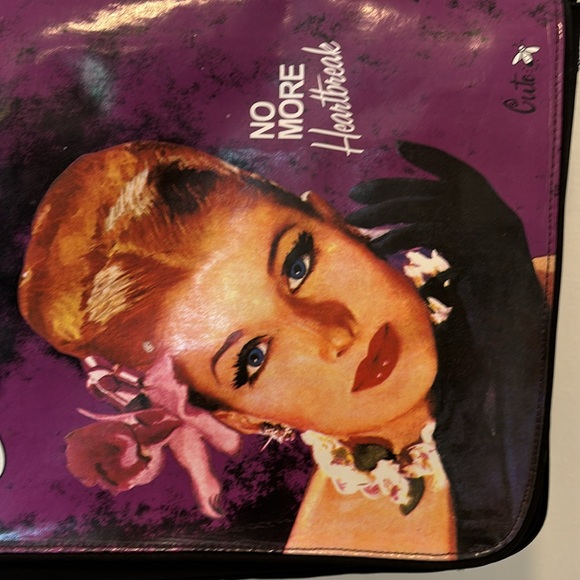 Cute Black Purple Messenger/Computer Bag Large - Picture 4 of 15